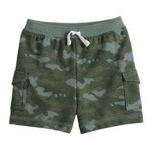 Toddler Boys Green Camo Cargo Shorts With Adjustable Drawstring